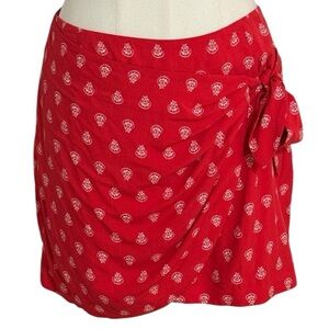 SEZANE Red White Floral Wrap Skirt Mini Size 36 S 4 Concert Party Date Vacation‎